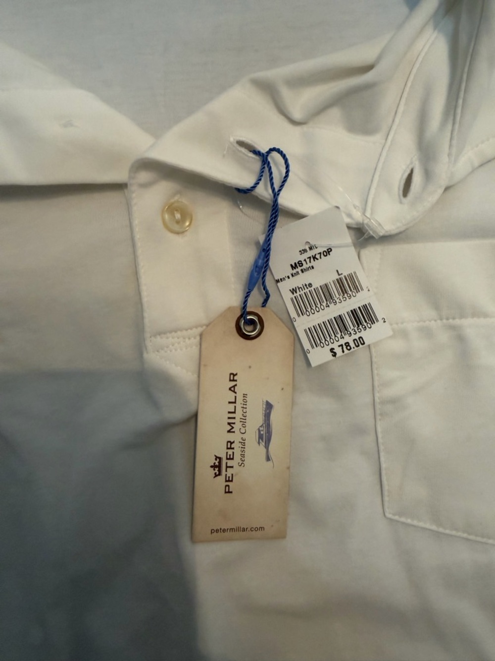 PETER MILLAR Size L  SOLID SEASIDE WASH POLO- WHITE - Picture 10 of 13